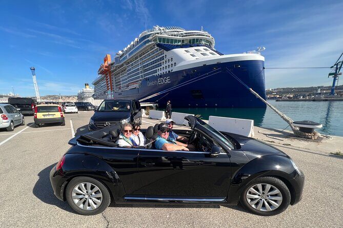 Drive by cabriolet from Marseille cruise port to cassis - La Ciotat: Calanques gateway and cinema street pride